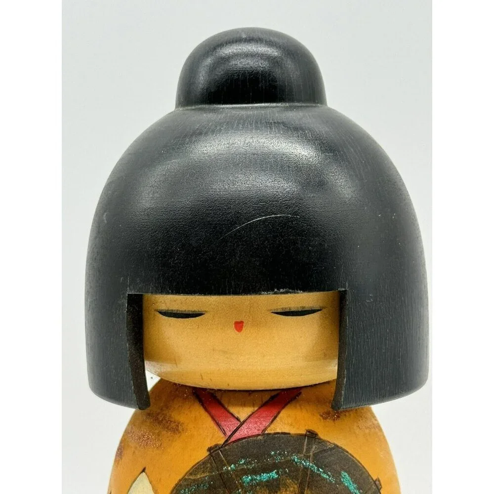 Japanese Creative Kokeshi‎ Wooden Doll Yuji Kawase Small Journey Floral 8 inch
